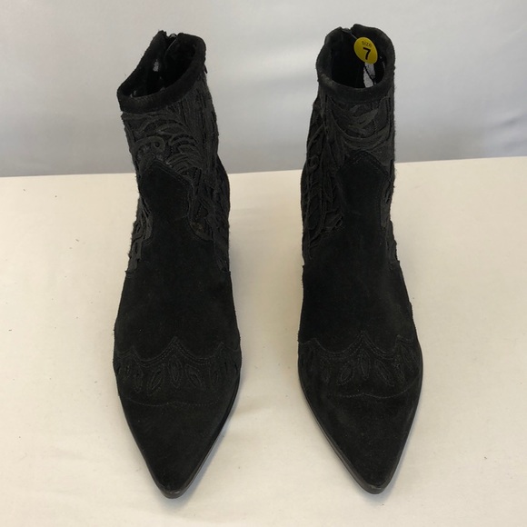 TopShop Black Suede Embroidered Bootie - Picture 2 of 7